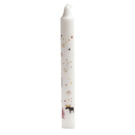 Bílá svíčka - vánoční motivy, 23 cm