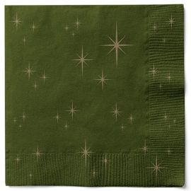 Zelené vánoční ubrousky s hvězdičkami - 20ks