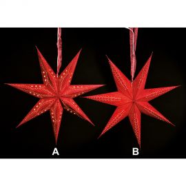 Červená papírová hvězda na zavěšení - 60cm - 2 druhy