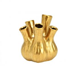 Zlatá keramická váza - 13x16x13cm