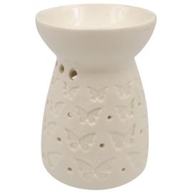 Aromalampa porcelánová bílá s motýly 11 cm