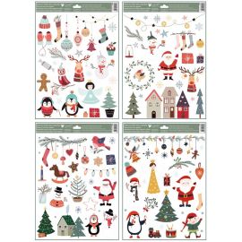 Okenní fólie vánoční barevná s glitrem 30 x 42 cm