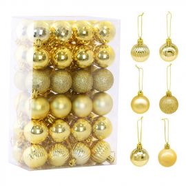 Set zlatých baněk na vánoční stromeček - 48 ks