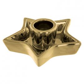 Keramický svícen - hvězdička, zlatý - 10,5x3,5 cm