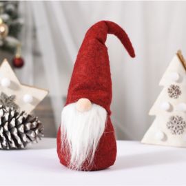Vánoční skřítek s vousy - 30 cm - červený