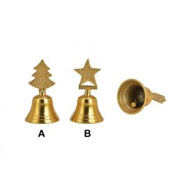 Zlatý kovový zvoneček - 9x17x9cm - 2 druhy