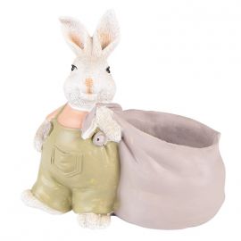 Velikonoční dekorace - králíček s vakem, zelený 15X7X14 CM