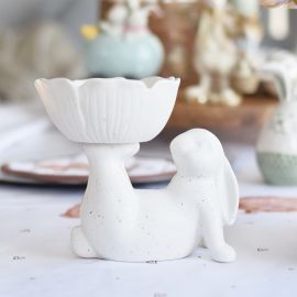 Velikonoční dekorace - králíček s miskou, 15x11x14 cm