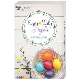 Barvy na vajíčka gelové metalické, 5 ks v balení, rukavice
