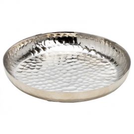 Kovový talíř - stříbrný, 15x2x15cm