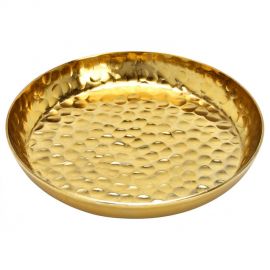 Kovový talíř - zlatý, 15x2x15cm