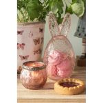 Skleněná nádoba s víčkem - králíček, 8X17 CM - růžová
