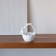Velikonoční keramický košíček - bílý, 20x12 cm