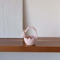 Velikonoční keramický košíček - růžový, 20x12 cm