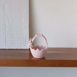 Velikonoční keramický košíček - růžový, 20x12 cm