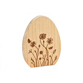 Dřevěné velikonoční vajíčko s květinami - 14x18x2cm