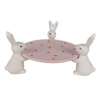 Dekorativní talíř se zajíčky, 24X23X12 - růžový