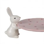 Dekorativní talíř se zajíčky, 24X23X12 - růžový