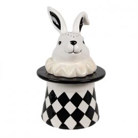 Keramická nádobka s králíčkem - černá, bílá