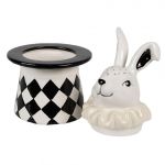 Keramická nádobka s králíčkem - černá, bílá