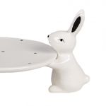 Dekorativní talíř se zajíčky - 24X23X12, bílý