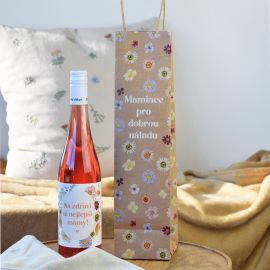 Kraftová taška na víno - Mamince pro dobrou náladu