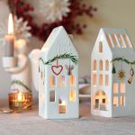 Domeček z porcelánu na svíčku - kolekce Kouzlo Vánoc