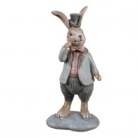 Dekorativní figurka králíka s kloboukem 13 cm