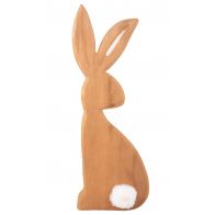Zajíc dřevěný s ocáskem na postavení 9 x 25 x 2 cm