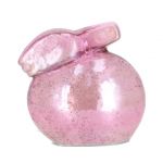 Skleněný zajíc Seelze, délka 13 cm, šířka 9 cm, výška 13 cm, růžový