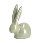 Keramický zajíček Tonja, délka 10 cm, šířka 6,5 cm, výška 13 cm, zelený