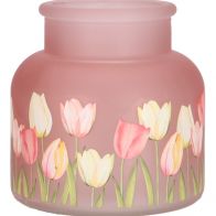 Skleněná váza Tulips, průměr 12 cm, výška 12,5 cm, růžová