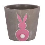 Betonový květináč se zajíčkem, průměr 13,4 cm, výška 12,5 cm