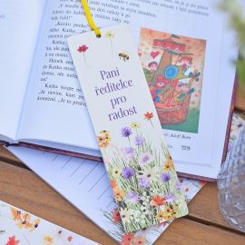 Dřevěná záložka Barevná louka - Paní ředitelce