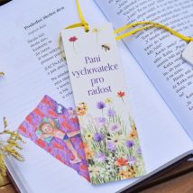 Dřevěná záložka Barevná louka - Paní vychovatelce