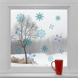 Samolepka na sklo - Watercolor snowflakes